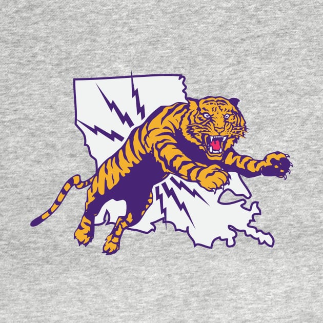 Vintage Purple and Gold Tiger Attack // Retro Louisiana Football by SLAG_Creative